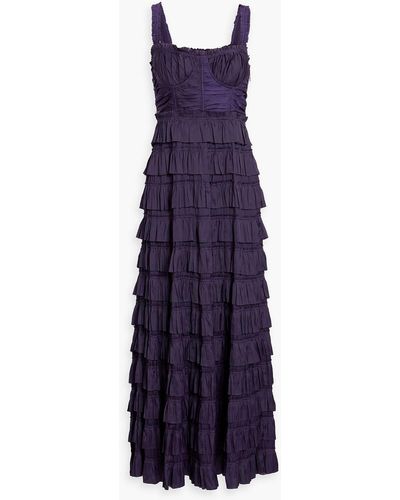 Ulla Johnson Camille Tiered Satin Maxi Dress - Purple