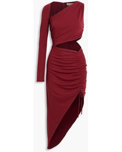 Nicholas Paulina One-sleeve Asymmetric Cutout Jersey Dress - Red