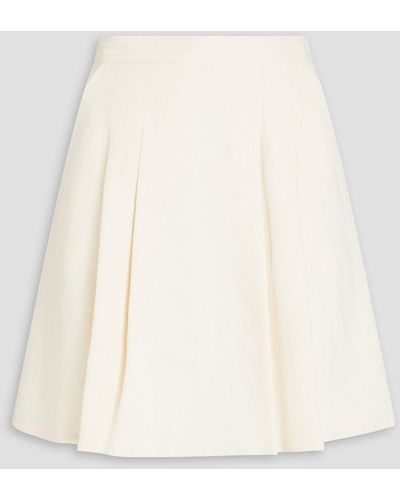 Giuliva Heritage Jane Pleated Silk And Linen-blend Mini Skirt - Natural