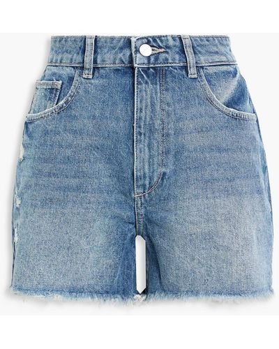 DL1961 Emilie jeansshorts in distressed-optik - Blau