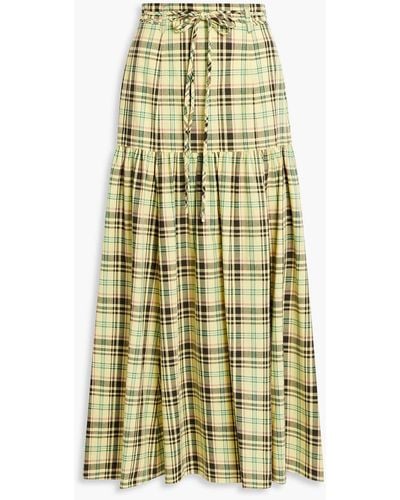 10 Crosby Derek Lam Milly Belted Checked Cotton-blend Poplin Maxi Skirt - Yellow