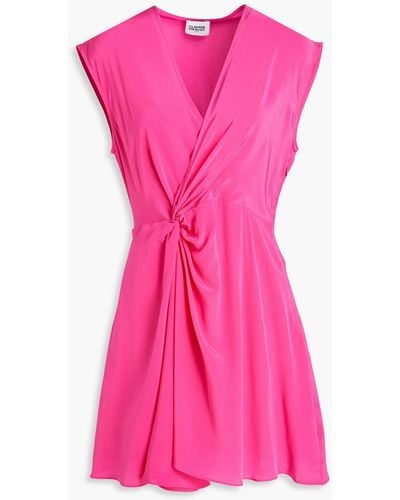 Claudie Pierlot Rayabis Twist-front Silk Crepe De Chine Mini Dress - Pink