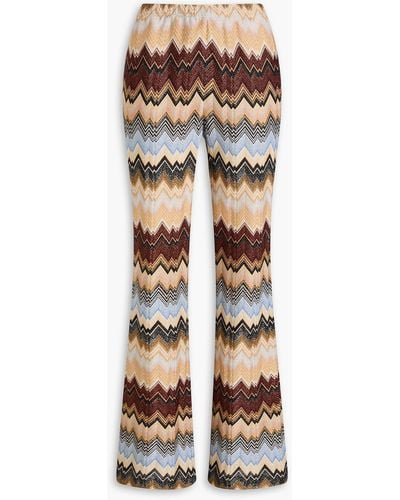 Missoni Metallic Crochet-knit Flared Trousers - Natural