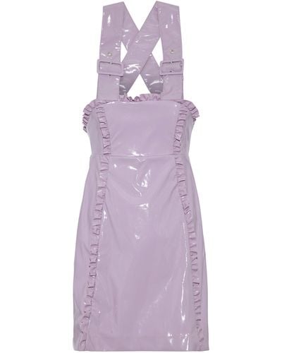 ALEXACHUNG Ruffle-trimmed Pvc Mini Dress - Purple