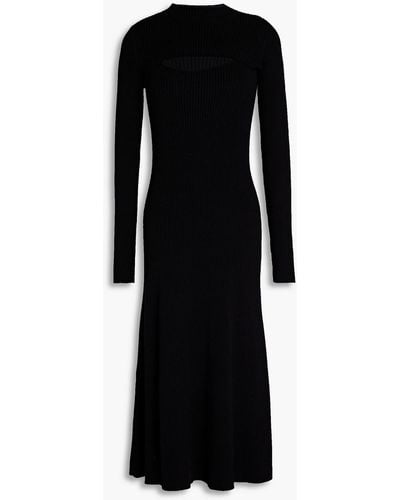 Safiyaa Convertible Ribbed-knit Midi Dress - Black