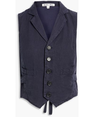 Alex Mill Non-suit Linen, Tm And Cotton-blend Twill Vest - Blue
