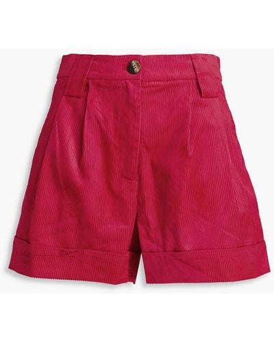 Ganni Cotton-blend Corduroy Shorts - Red