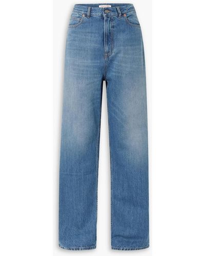 Valentino Garavani Printed High-rise Straight-leg Jeans - Blue