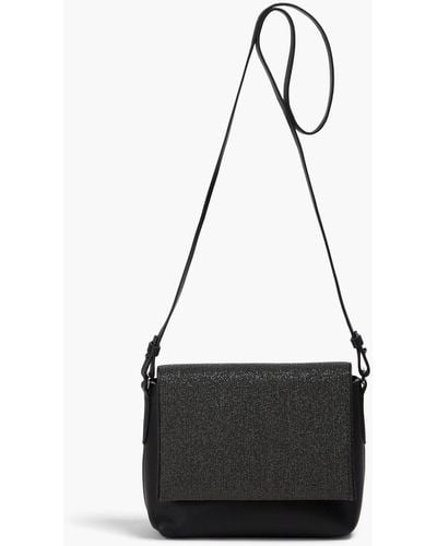 Brunello Cucinelli Bead-embellished Leather Shoulder Bag - Black