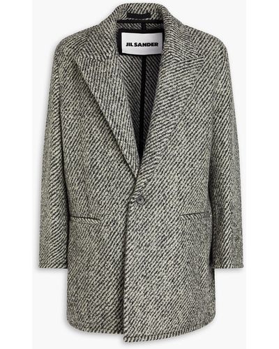 Jil Sander Wool-blend Bouclé Coat - Grey