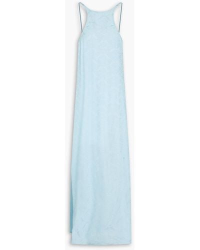 Ganni Jacquard Maxi Slip Dress - Blue