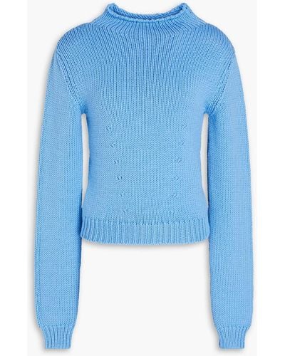 Marni Ribbed Wool Turtleneck Sweater - Blue