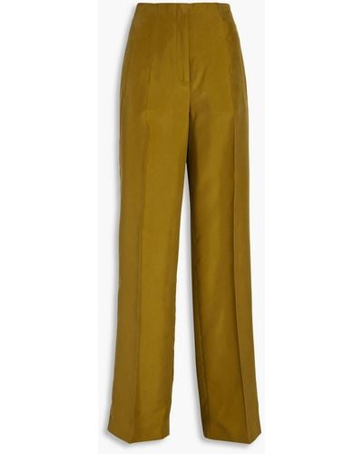 Alberta Ferretti Washed-silk Wide-leg Trousers - Green