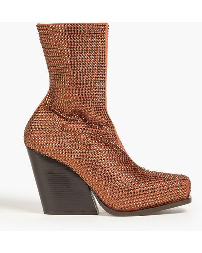 Stella McCartney Crystal-embellished Faux Leather Ankle Boots - Brown