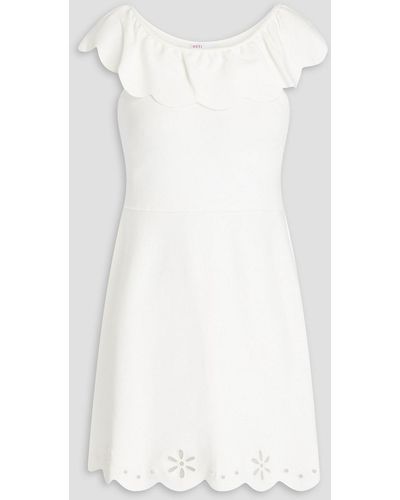 RED Valentino Scalloped Broderie Anglaise Ribbed-knit Mini Dress - White