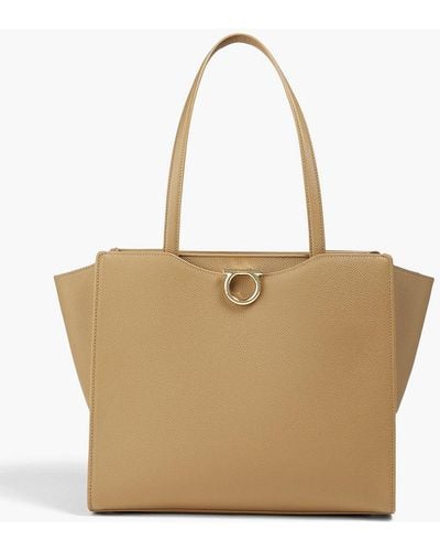 Ferragamo Carmine tote bag aus strukturiertem leder - Natur