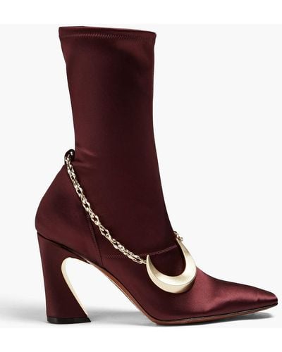 Zimmermann Chain-trimmed Satin Ankle Boots - Brown