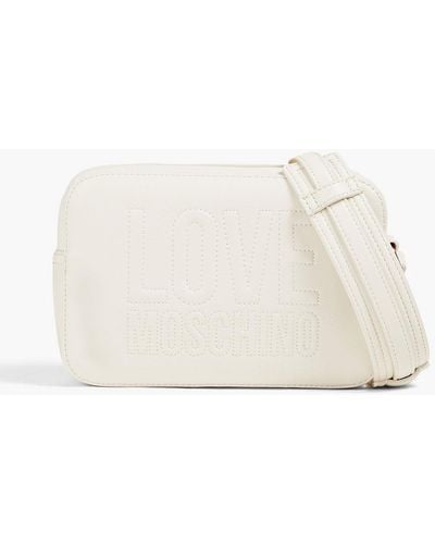Love Moschino Embroidered Faux Leather Shoulder Bag - White