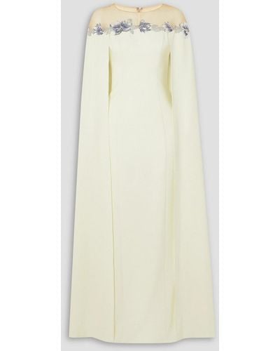 Marchesa Embellished Stretch-crepe Gown - Natural