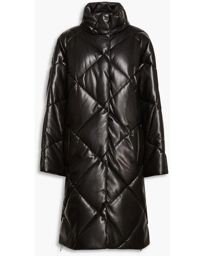 Stand Studio Anissa Quilted Faux Leather Down Coat - Black
