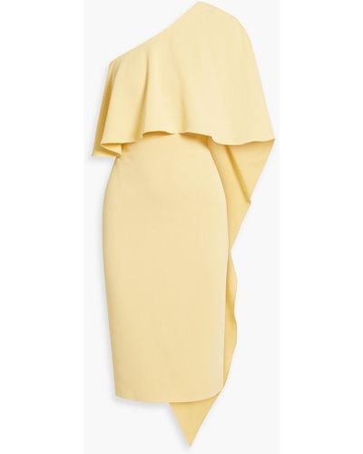 Badgley Mischka One-shoulder Layered Crepe Dress - Yellow