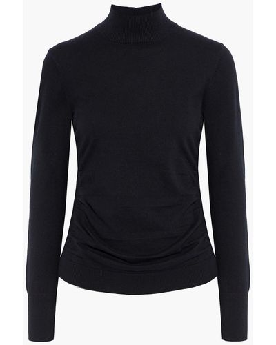 FRAME Luxe Ruched Knitted Turtleneck Sweater - Black
