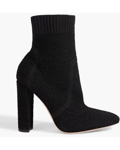 Gianvito Rossi Isa Bouclé-knit Ankle Boots - Black