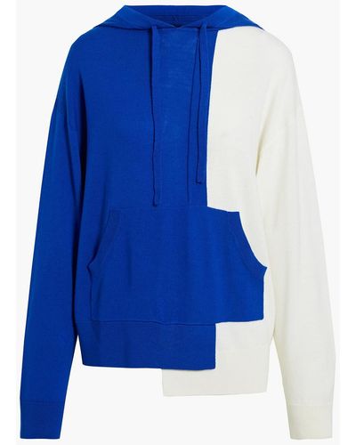 Monse Asymmetrischer, zweifarbiger hoodie aus merinowolle - Blau