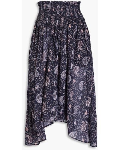 Isabel Marant Printed Cotton-mousseline Midi Skirt - Blue