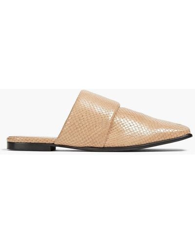 By Malene Birger Mollys Snake-effect Leather Mules - White
