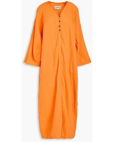Mara Hoffman Phoebe Crinkled Cotton-gauze Maxi Dress - Orange