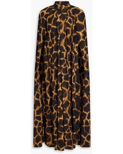 Dolce & Gabbana Pleated Leopard-print Crepe Cape - Brown