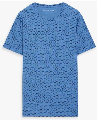Derek Rose Basel Printed Stretch-modal Jersey T-shirt - Blue