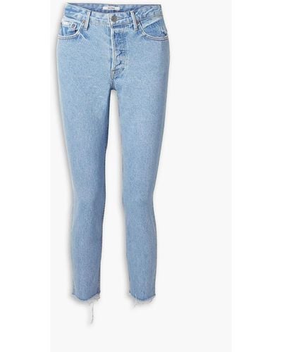 GRLFRND Karolina Frayed High-rise Skinny Jeans - Blue