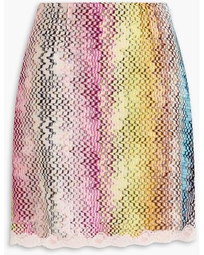 Missoni Lace-trimmed Crochet-knit Mini Skirt - Pink