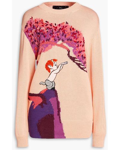 Stella McCartney Intarsia-knit Cotton-blend Jumper - Pink