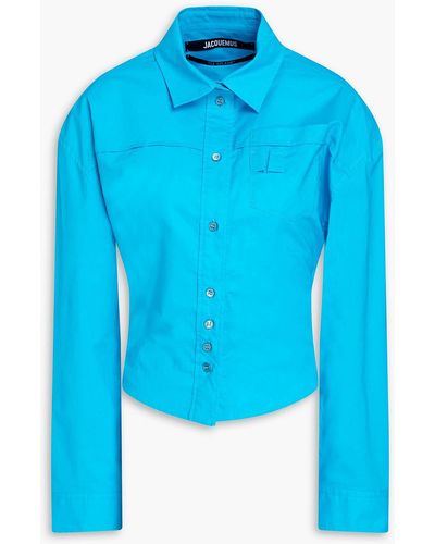 Jacquemus Aqua Cutout Cotton-poplin Shirt - Blue