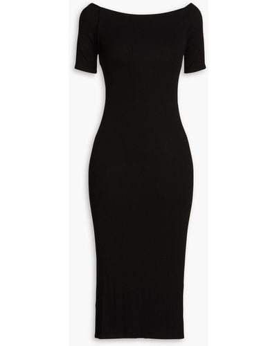 Enza Costa Off-the-shoulder Ribbed Jersey Midi Dress - Black
