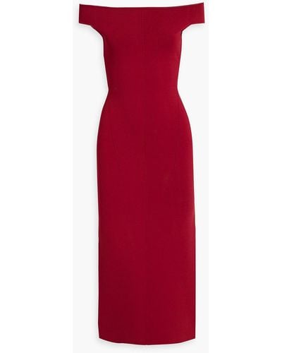 Galvan London Aphrodite Off-the-shoulder Stretch-knit Midi Dress - Red