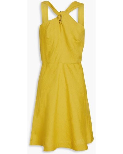 Casa Raki Gala Twisted Linen Mini Dress - Yellow
