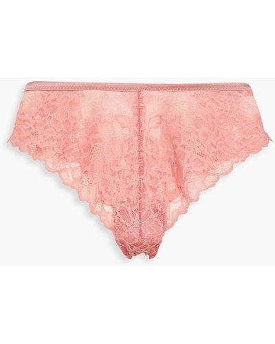 Stella McCartney Scalloped Metallic Lace Mid-rise Briefs - Pink