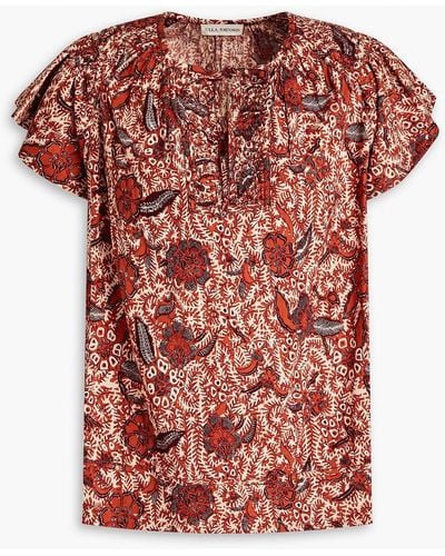 Ulla Johnson Shani Ruffled Floral-print Cotton-blend Voile Top - Red