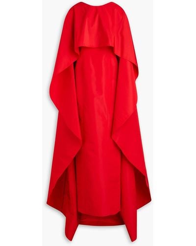 Carolina Herrera Open-back Pleated Silk-faille Gown - Red