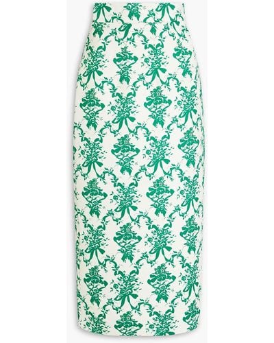 Emilia Wickstead Lorinda Printed Faille Midi Skirt - Green