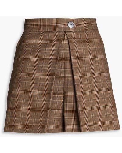 Sandro Dizzy Pleated Prince Of Wales Checked Tweed Shorts - Brown