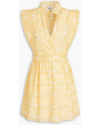 Claudie Pierlot Russet Wrap-effect Broderie Anglaise Cotton Mini Dress - Yellow
