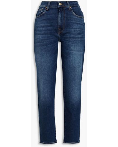 7 For All Mankind Malia High-rise Tapered Jeans - Blue