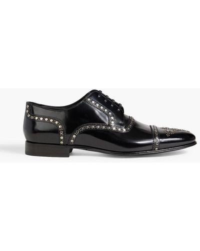 Dolce & Gabbana Studded Patent-leather Brogues - Black