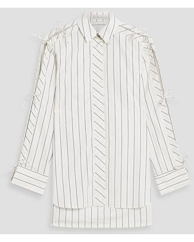 Palmer//Harding Gestreiftes hemd aus baumwollpopeline mit schleife - Weiß