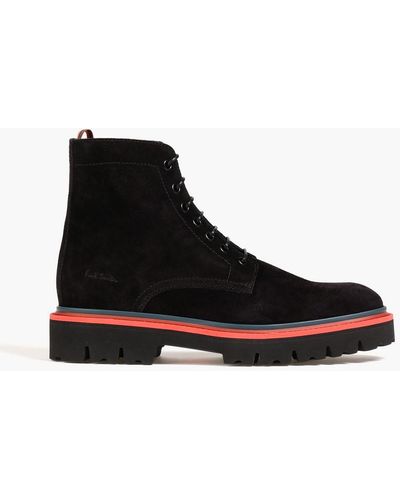 Paul Smith Farley Suede Combat Boots - Black